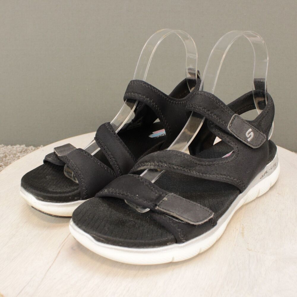 Skechers Sandals Womens 8 Black Arch Fit Adjustable Straps Comfort - Picture 4 of 9